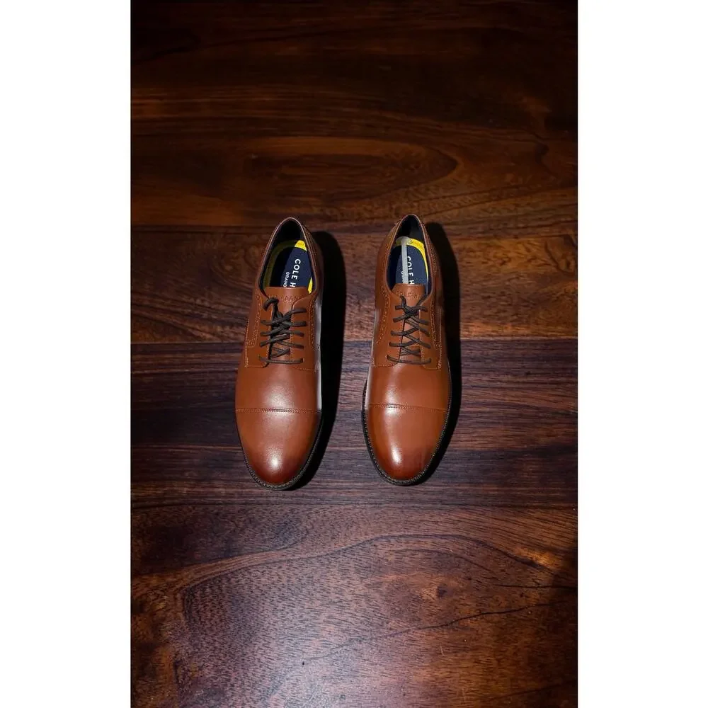 Cole Haan Mens Grand Dress Cap Toe Oxford British Tan - US 10 Wide Width NEW